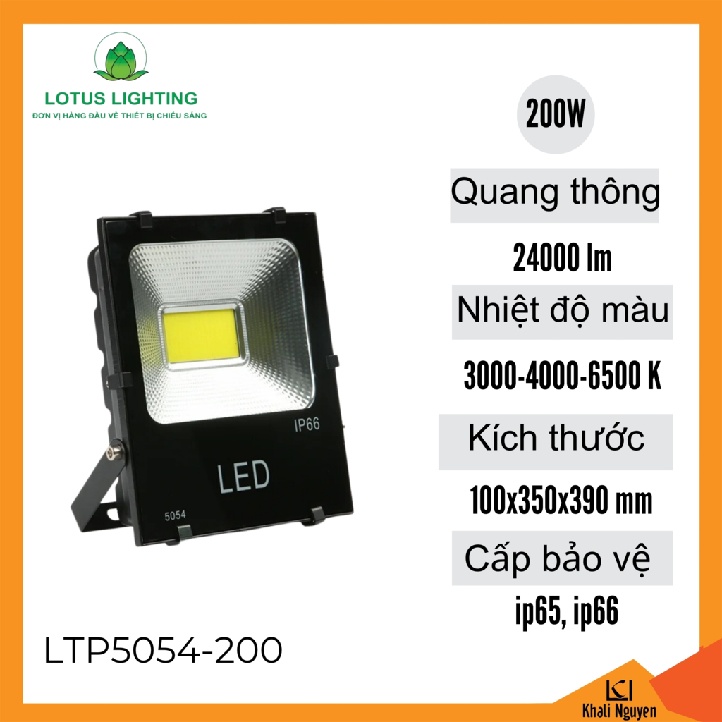 Đèn pha 5054 200W Lotus Lighting LTP5054-200