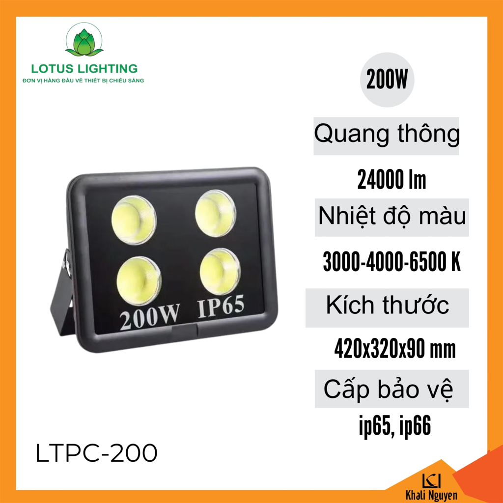 Đèn pha cốc 200W Lotus Lighting LTPC-200