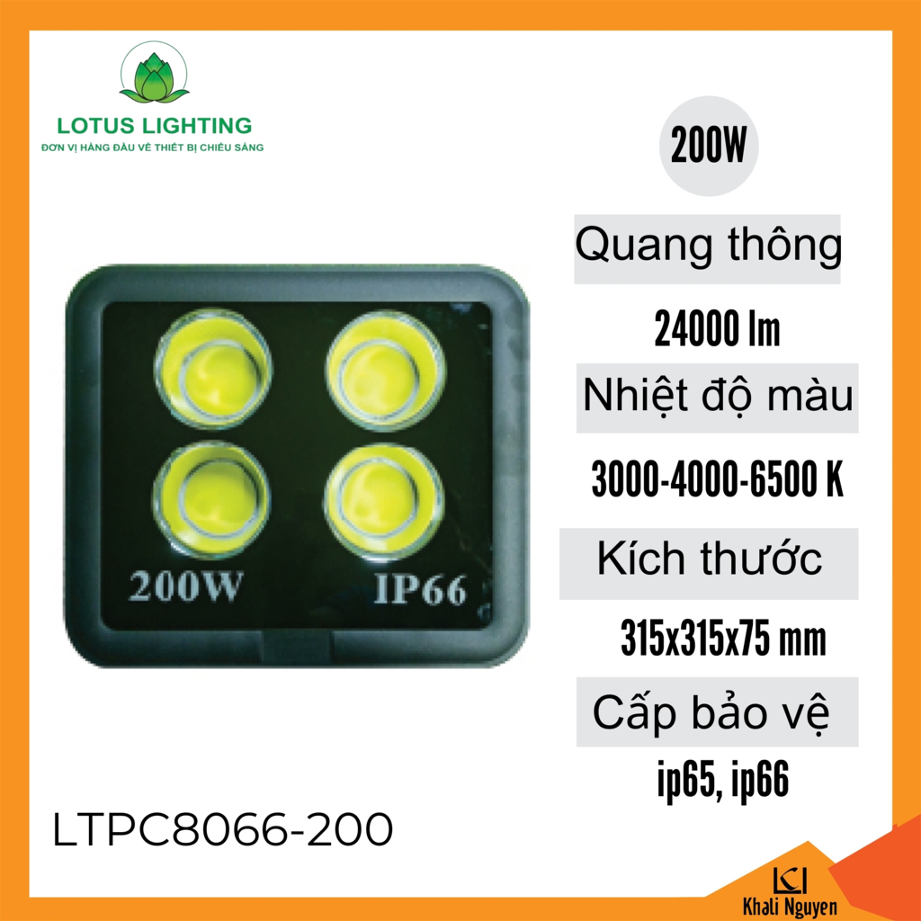 Đèn pha 8066 200W Lotus Lighting LTPC8066-200