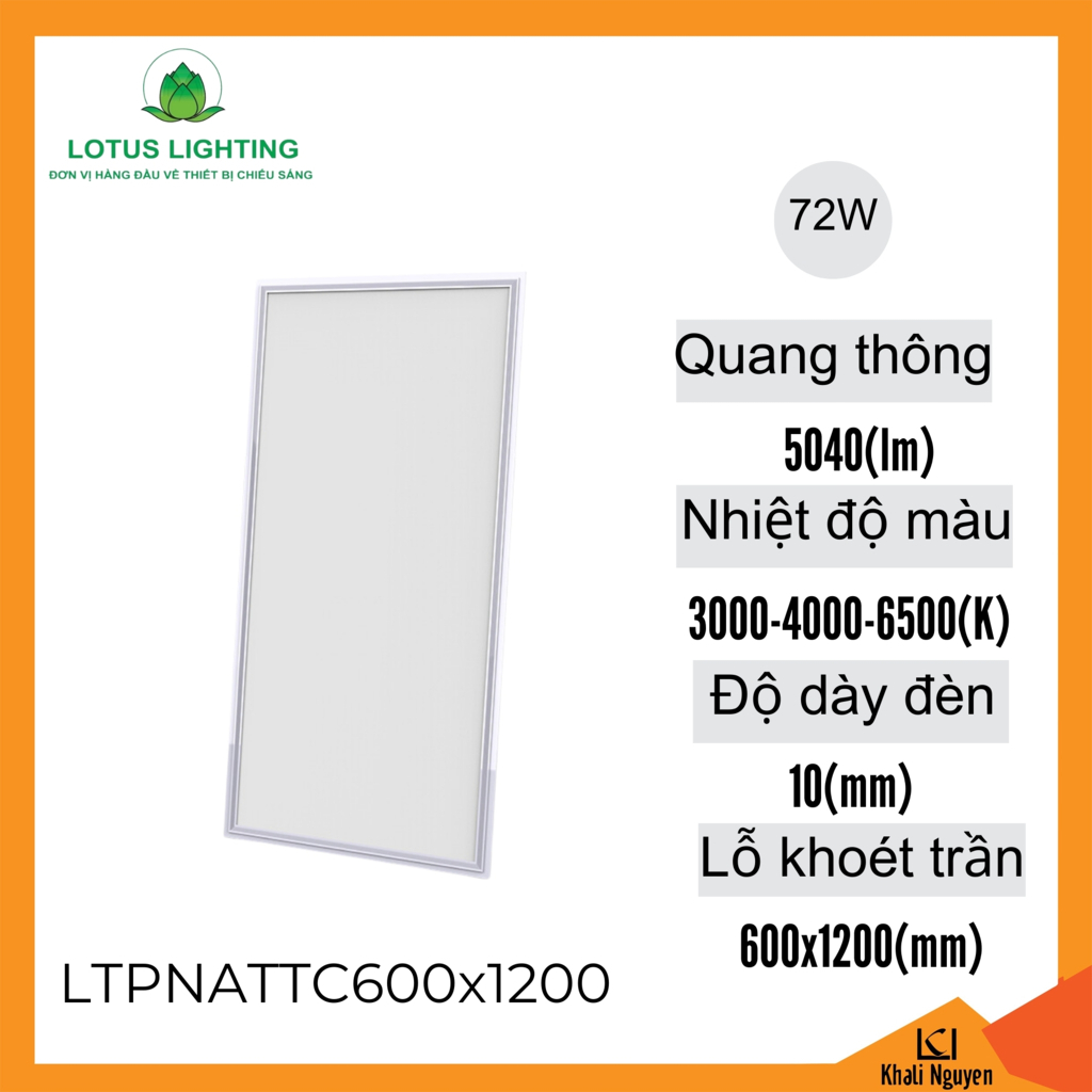 Đèn led panel âm trần thạch cao 600*1200 72W Lotus Lighting LTPNATTC600X1200