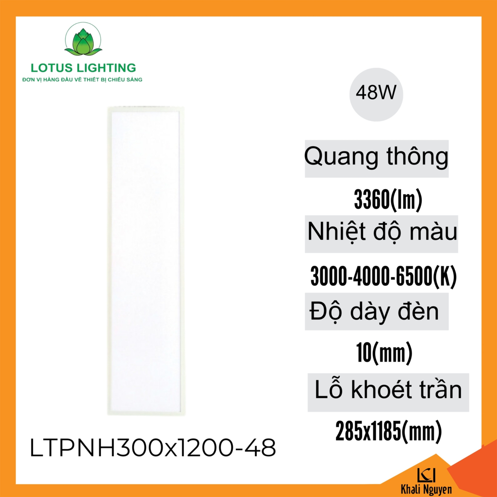 Đèn led panel hộp 300*1200 48W Lotus Lighting LTPNH300x1200-48