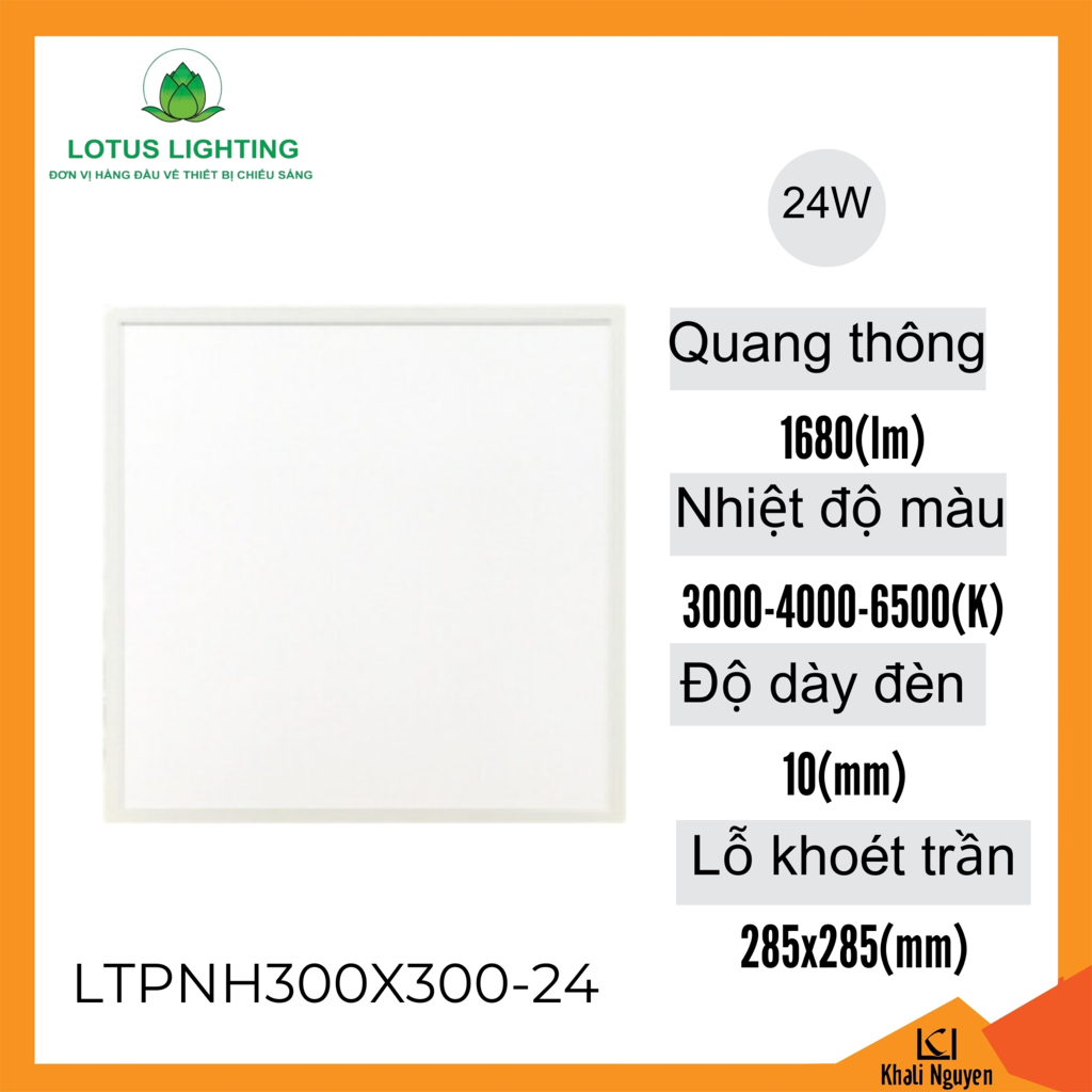 Đèn led panel hộp 300*300 24W Lotus Lighting LTPNH300X300-24