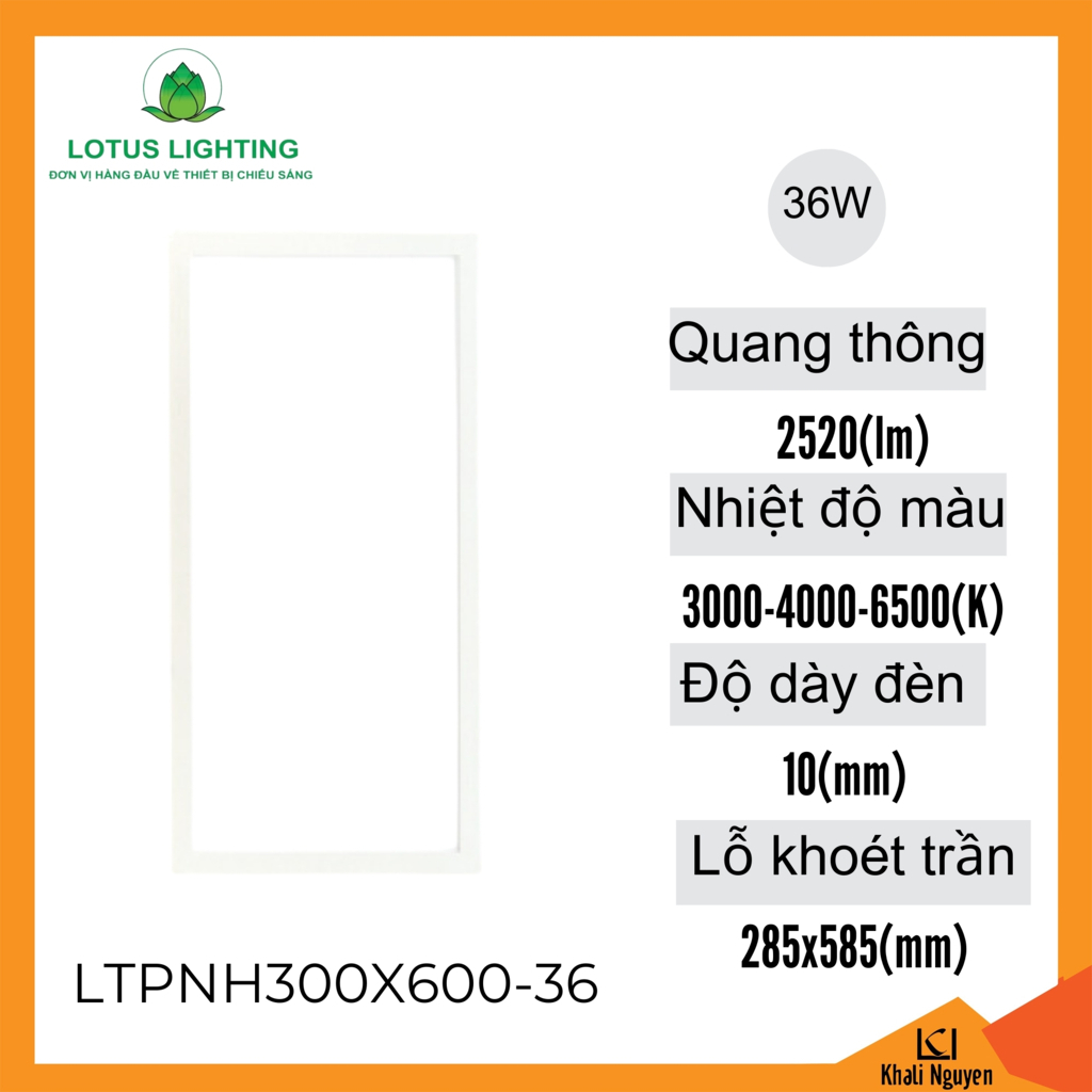 Đèn led panel hộp 300*600 36W Lotus Lighting LTPNH300X600-36