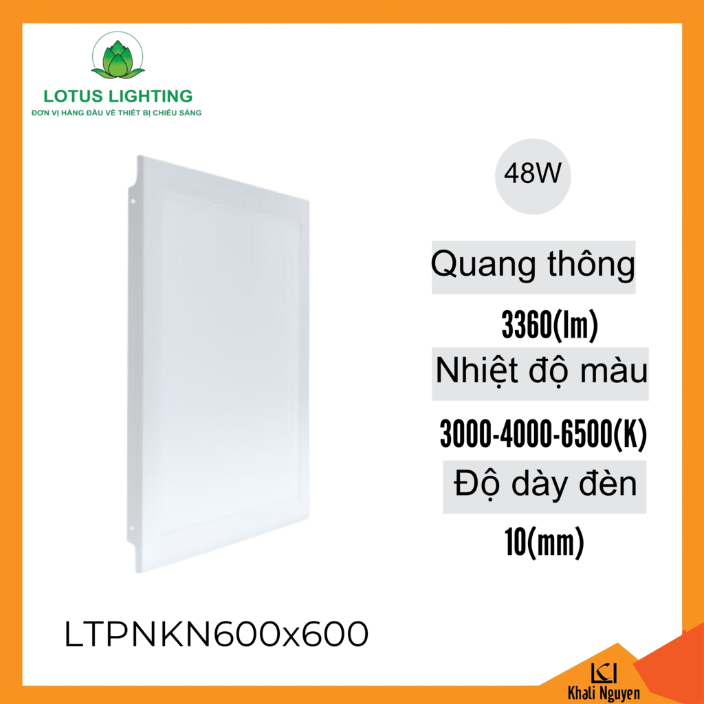 Đèn led panel trần nhôm 600*600 48W Lotus Lighting LTPNKN600x600