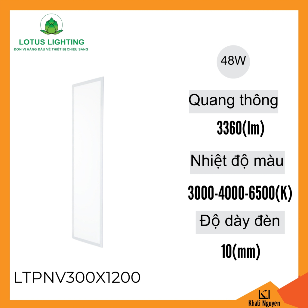 Đèn panel tấm thả mỏng 300*1200 48W Lotus Lighting LTPNV300X1200