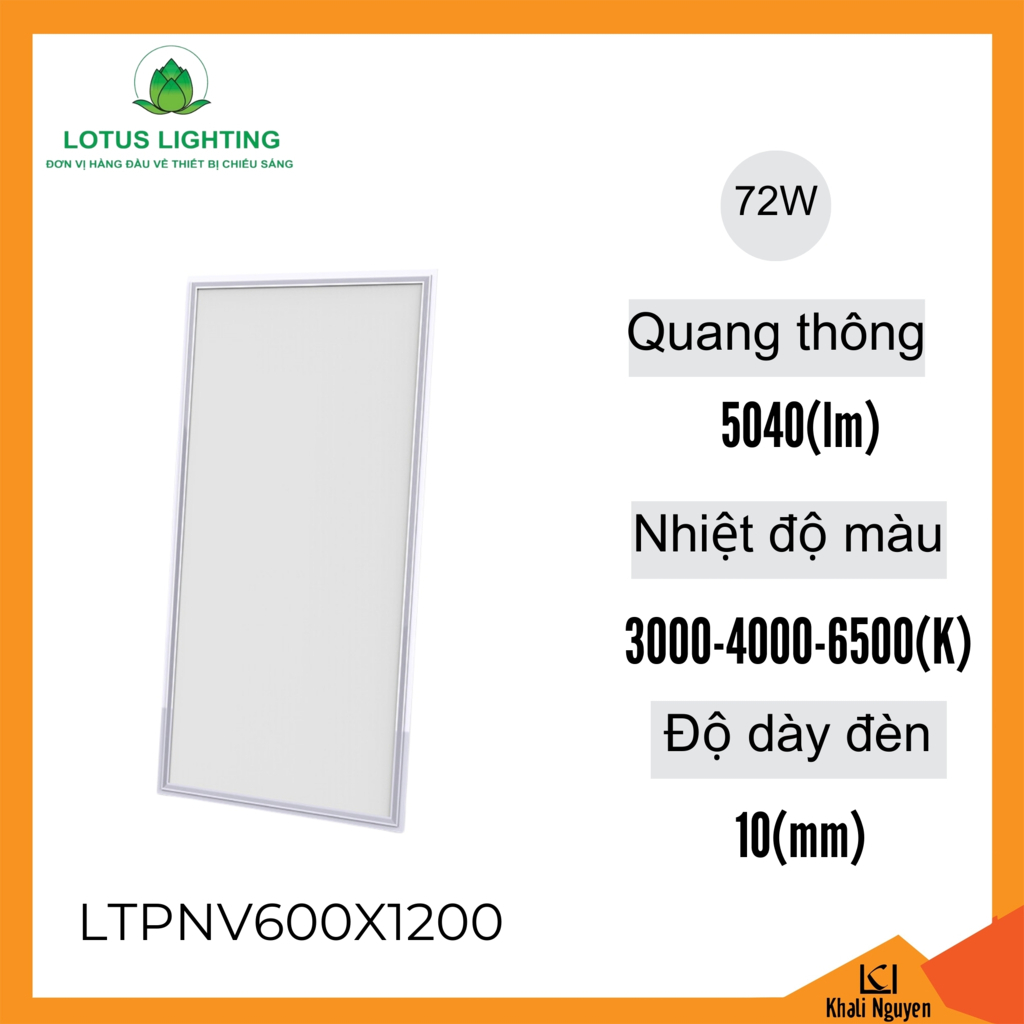 Đèn panel tấm thả mỏng 600*1200 72W Lotus Lighting LTPNV600X1200