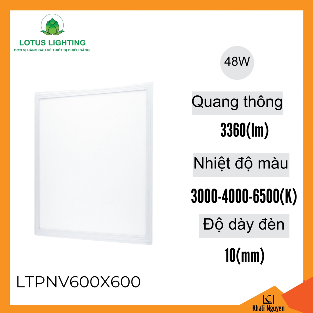 Đèn panel tấm thả mỏng 600*600 48W Lotus Lighting LTPNV600X600