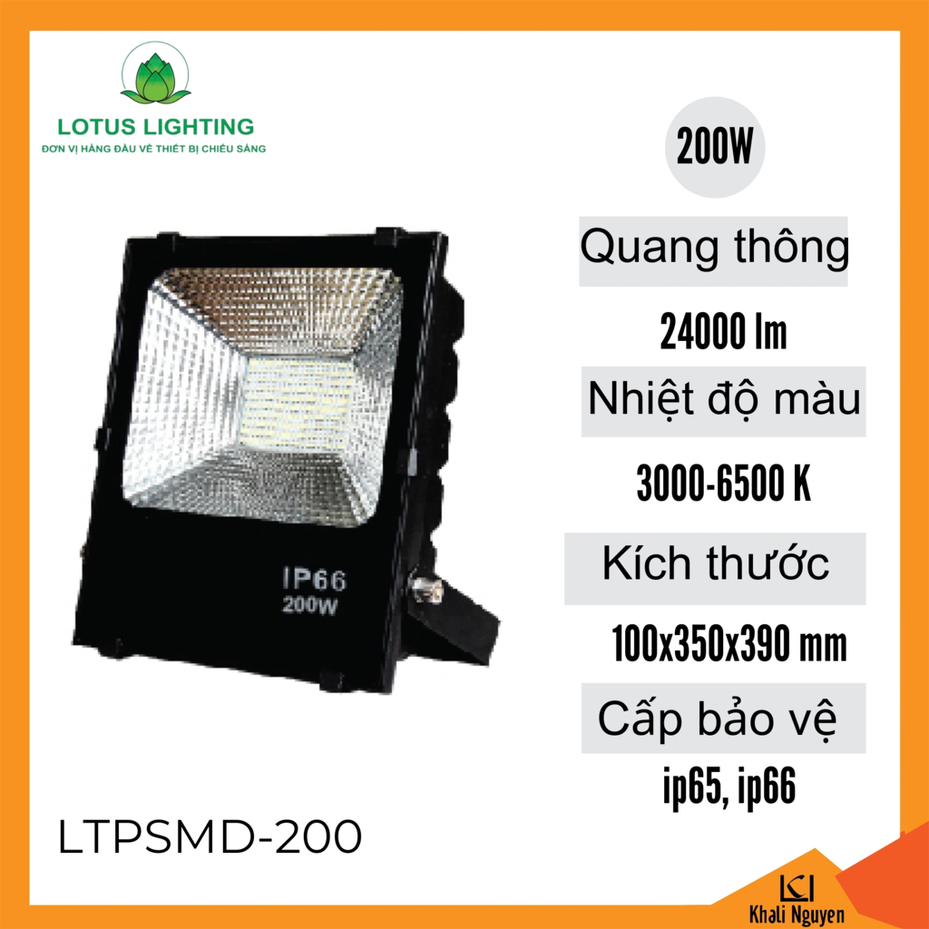 Đèn pha SMD 200W Lotus Lighting LTPSMD-200