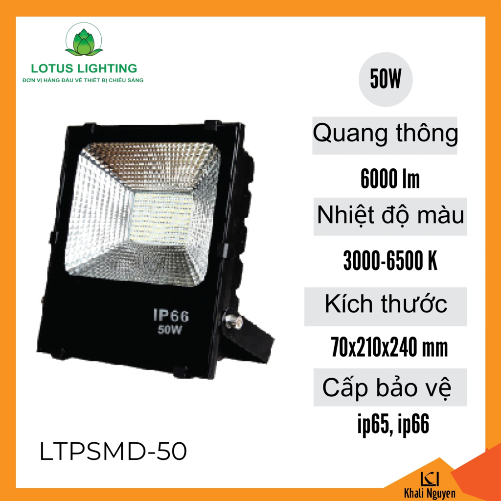 Đèn pha SMD 50W Lotus Lighting LTPSMD-50