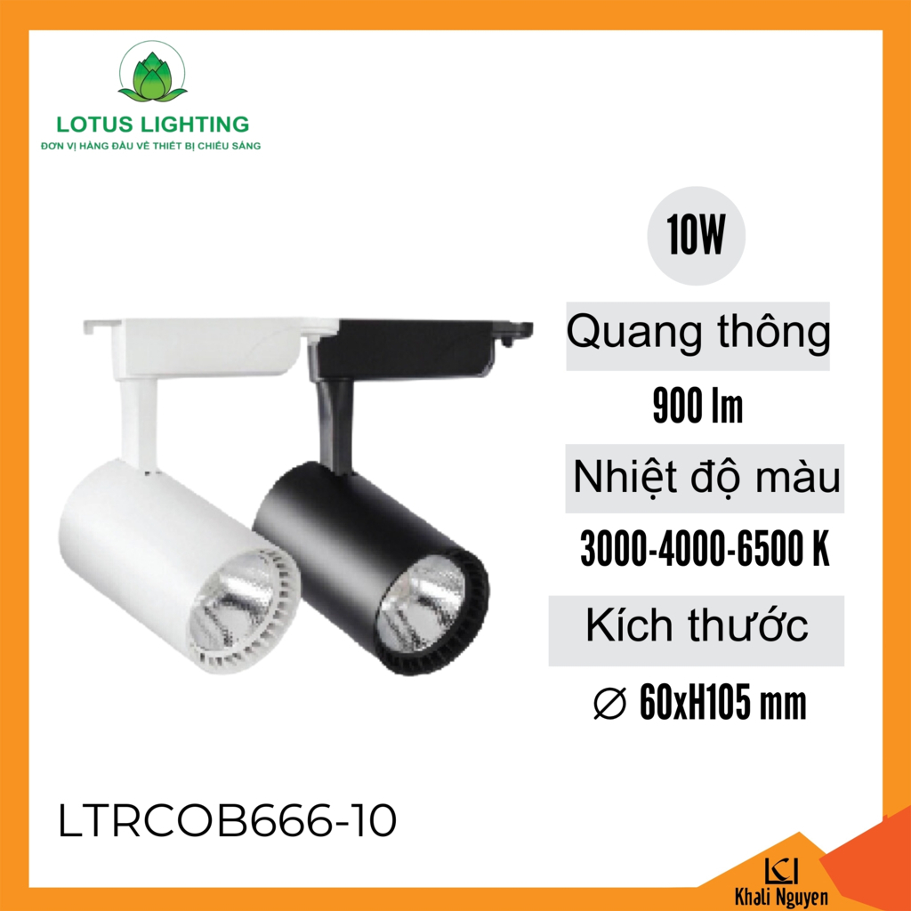 Đèn rọi ray COB 666 10W Lotus Lighting LTRCOB666-10