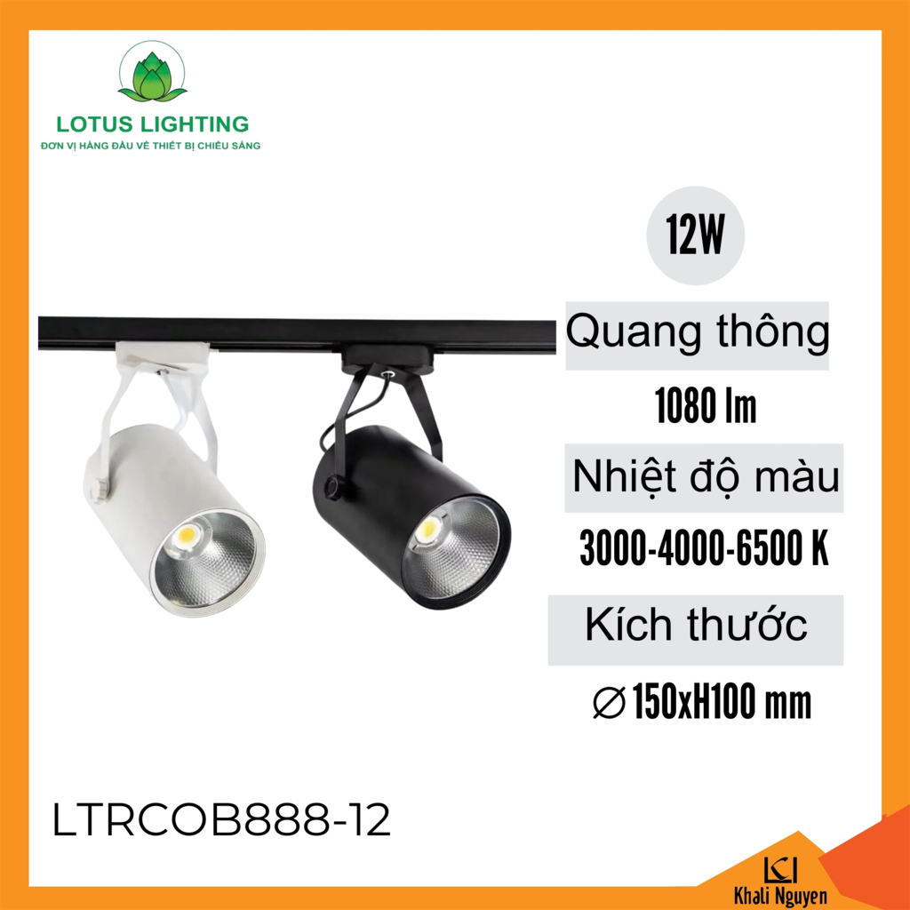 Đèn rọi ray COB 888 12W Lotus Lighting LTRCOB888-12