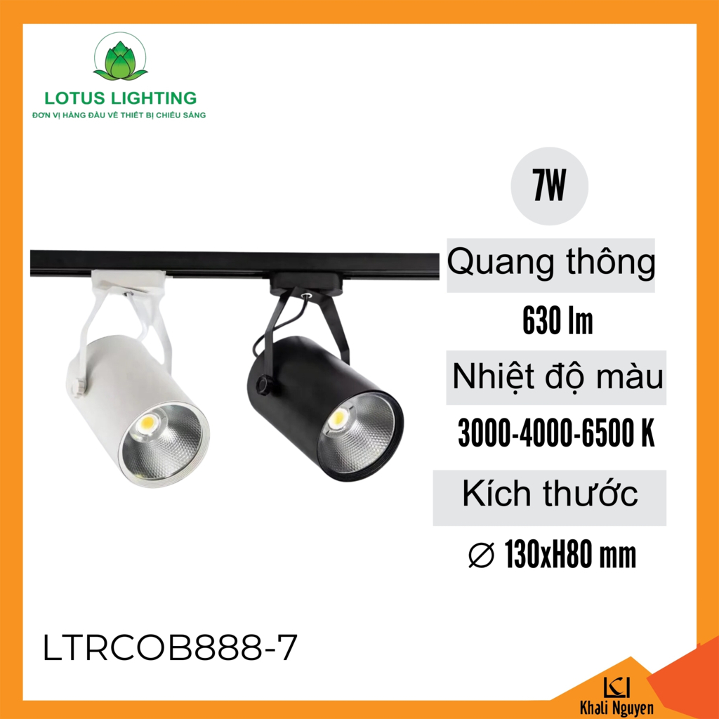 Đèn rọi ray COB 888 7W Lotus Lighting LTRCOB888-7