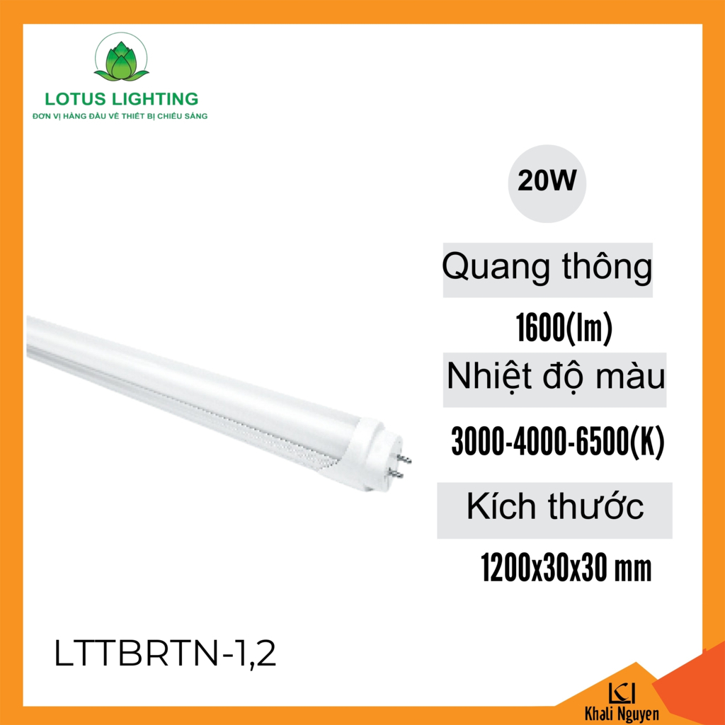 Đèn tuýp led T8 thân nhôm 12W Lotus Lighting LTTBRTN-1,2