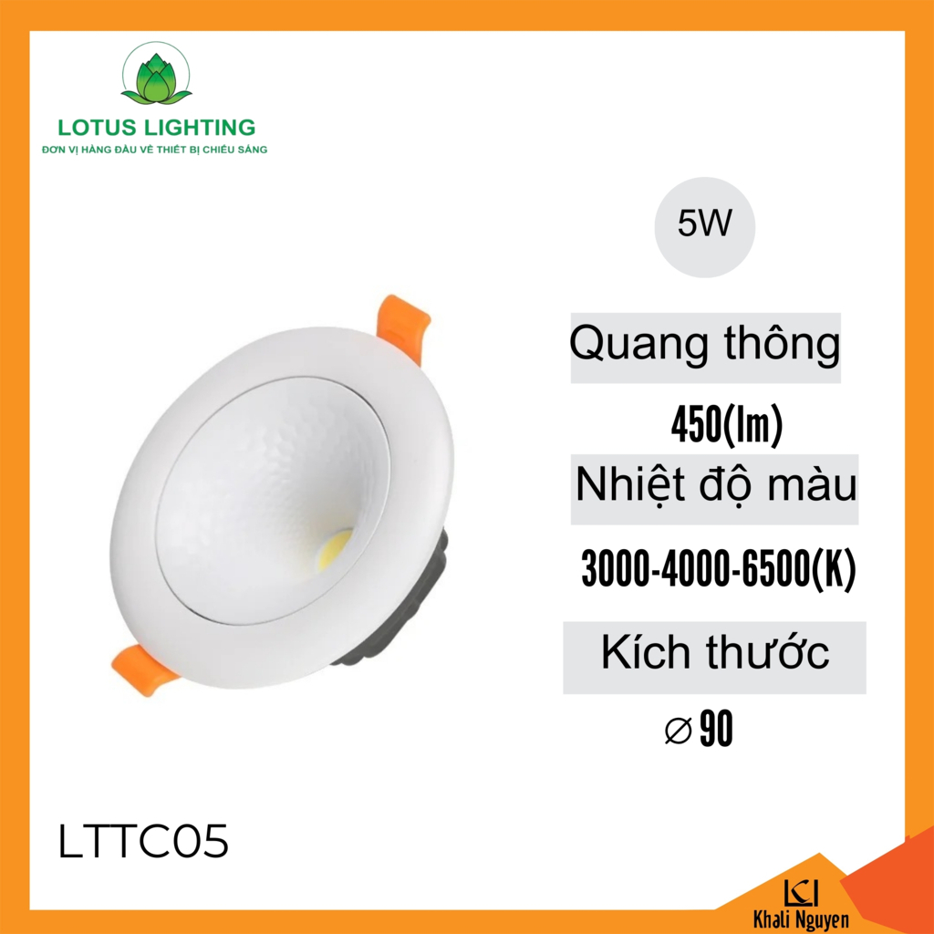 Đèn led âm trần COB xoay 180 độ Lotus Lighting LTTC05