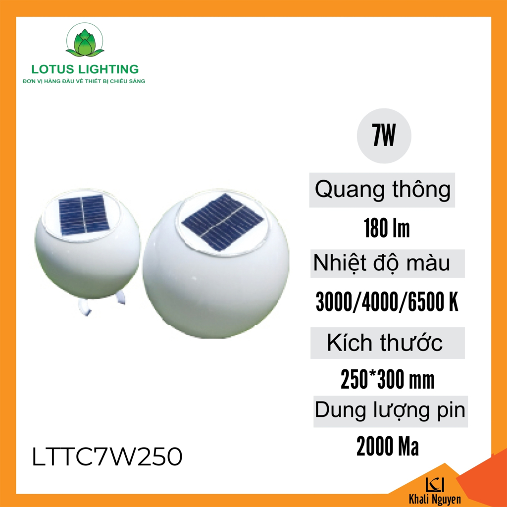 Đèn trụ cổng năng lượng mặt trời 7W Lotus Lighting LTTC7W250