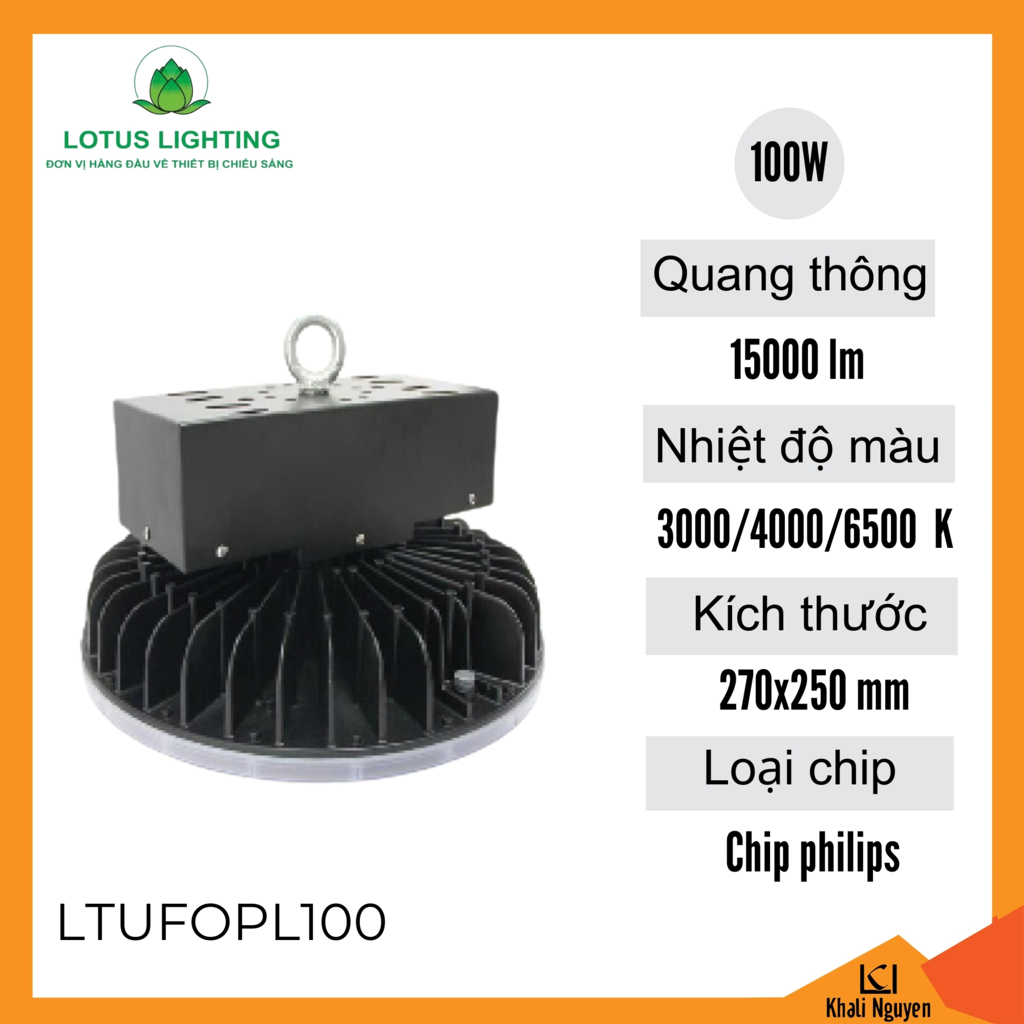 Đèn nhà xưởng UFO cao cấp Philips 100W Lotus Lighting LTUFOPL100