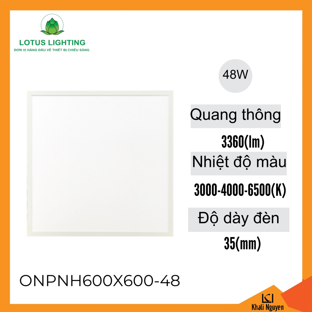 Đèn led panel ốp nổi 600*600 48W Lotus Lighting ONPNH600X600-48