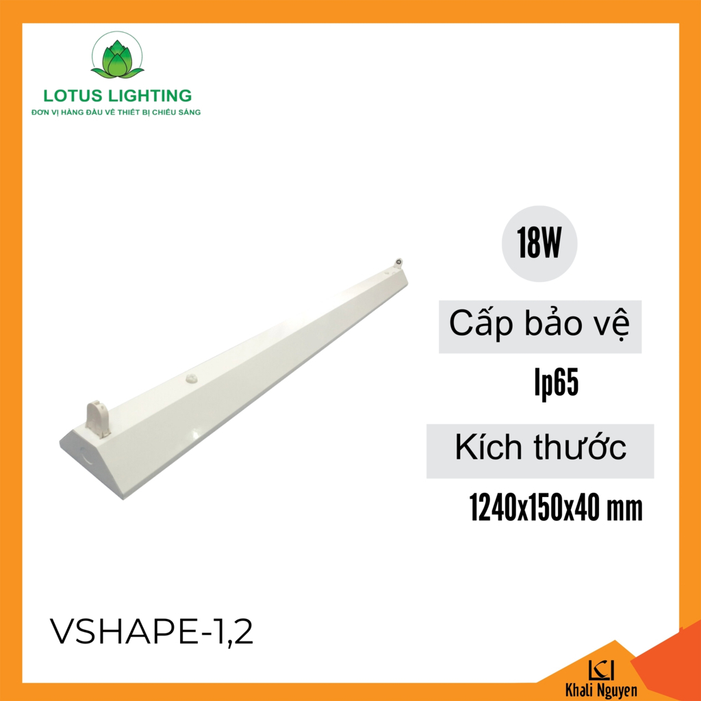 Máng đèn tuýp Vshape đơn 1,2m 18W Lotus Lighting VSHAPE1,2