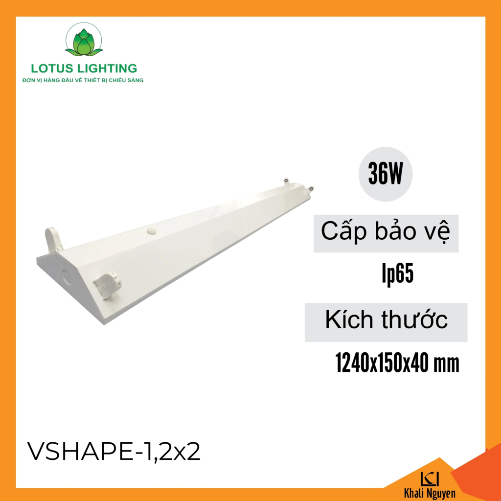 Máng đèn tuýp Vshape đôi 1,2m 36W Lotus Lighting VSHAPE-1,2X2