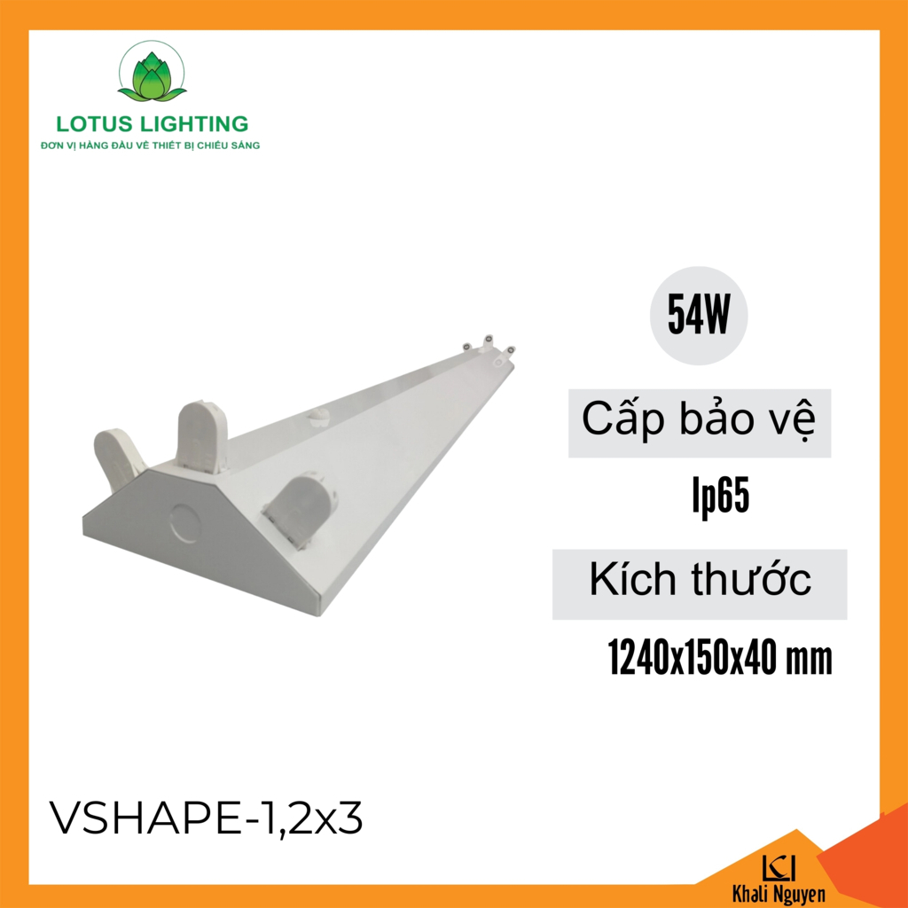 Máng đèn tuýp Vshape đơn 1,2m  54W Lotus Lighting VSHAPE-1,2x3