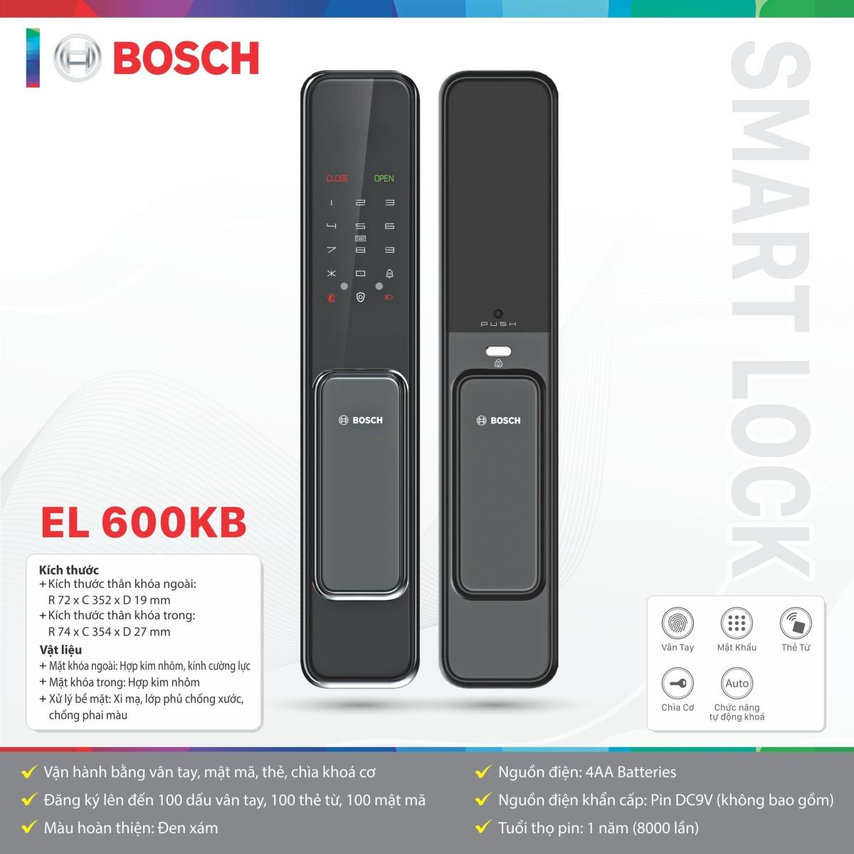 Khóa Cửa Thông Minh Bosch EL 600KB (APP)