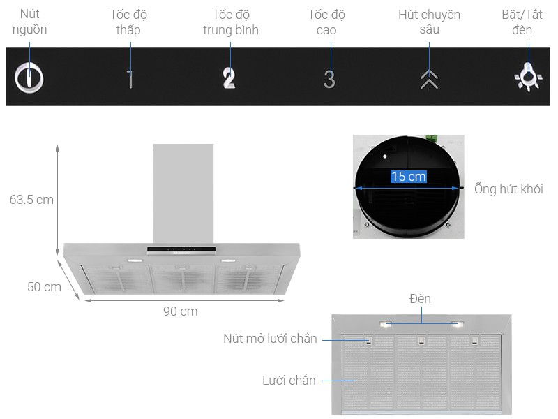 Máy Hút Mùi Chữ T Bosch DWB97IM50 - Note