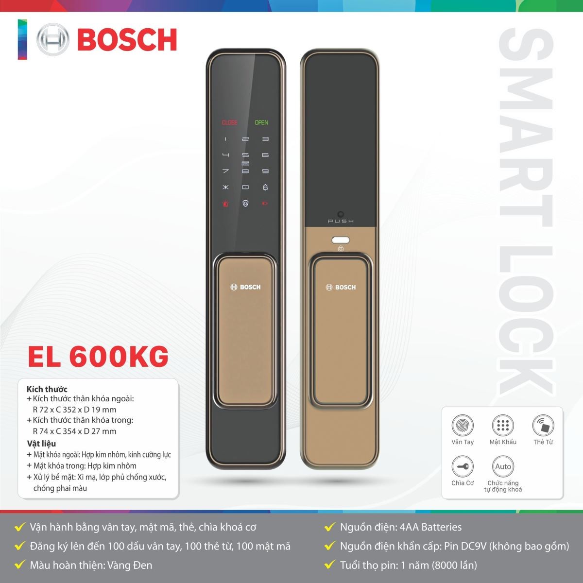 Khóa Cửa Thông Minh Bosch EL 600KG