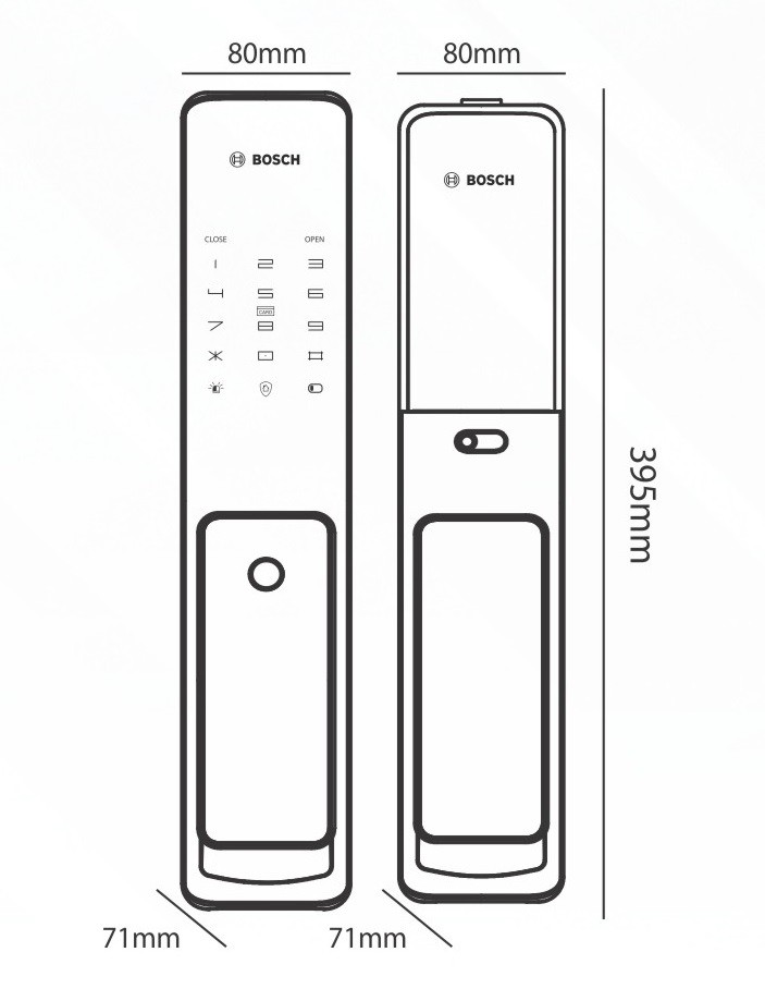 Bản Vẽ Khóa Điện Tử Bosch FU 750BK (APP) | Màu Xám