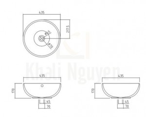 Bản Vẽ Chậu Rửa Lavabo Bravat C22283W-ENG Đặt Bàn