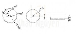 Bản Vẽ Chậu Rửa Lavabo Bravat C22284W-1-ENG Đặt Bàn