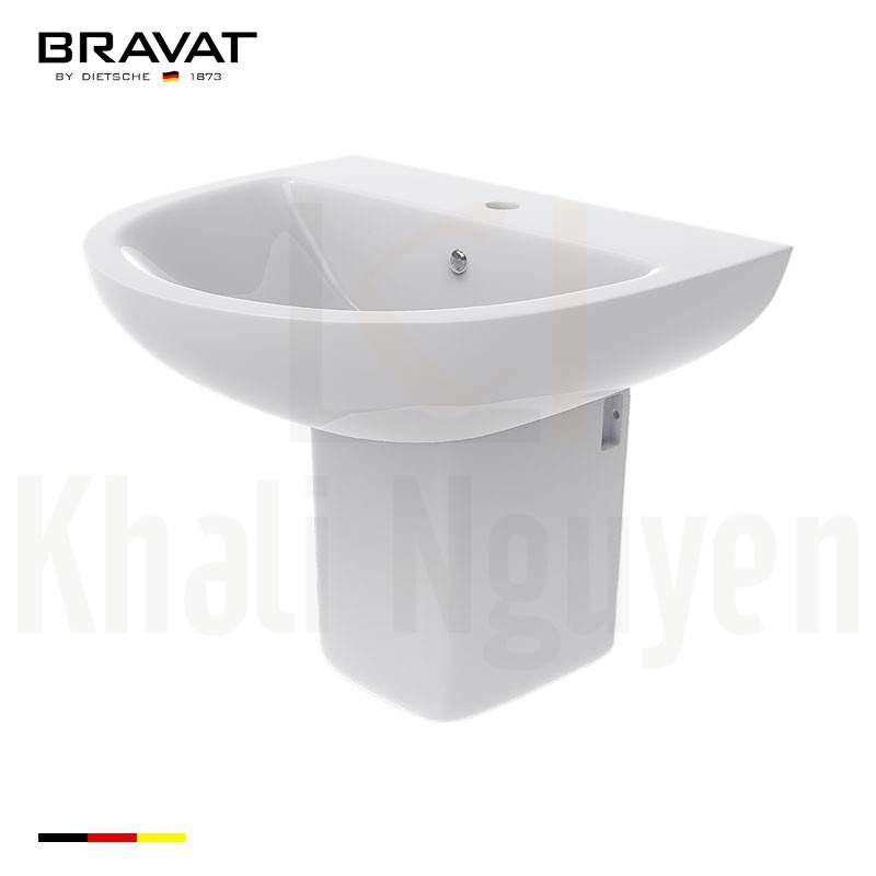 Chậu Rửa Lavabo Bravat CX04008W-1A-ENG Treo Tường Chân Lửng