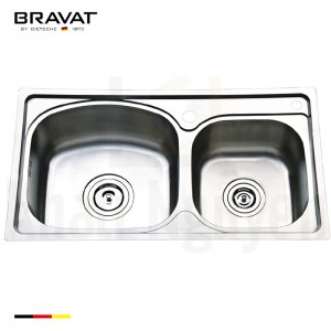 Ch?u R?a Bát Inox Bravat K124306E 2 H? L?ch