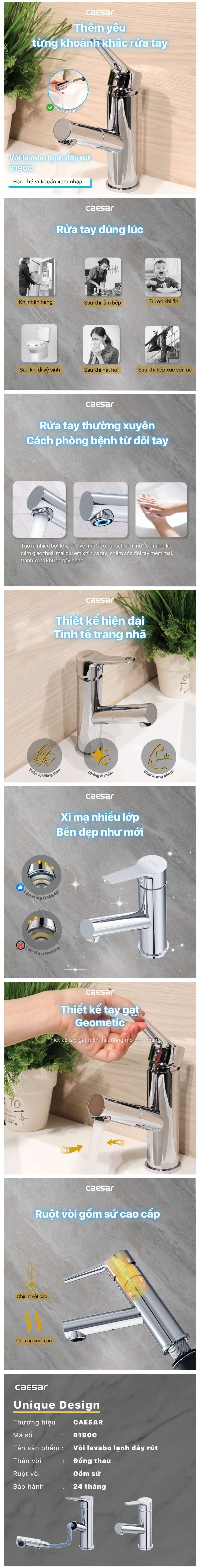 Thông tin vòi lavabo Caesar B190C
