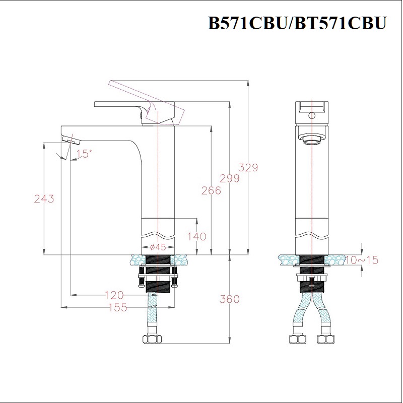 Bản vẽ vòi lavabo Caesar B571CBU