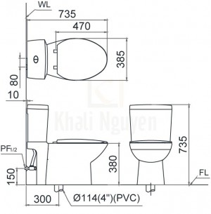 Bản Vẽ Bồn Cầu CAESAR CD1340 Thùng T1140 Nắp Êm