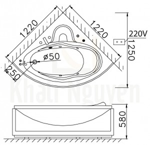 Bản vẽ kỹ thuật bồn tắm CAESAR MT5120A