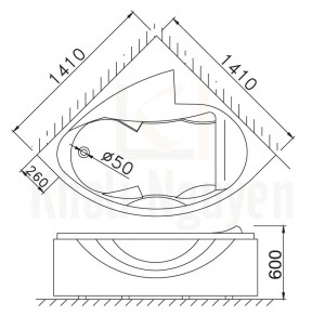 Bản vẽ kỹ thuật bồn tắm CAESAR AT5140