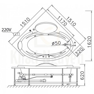 Bản vẽ kỹ thuật bồn tắm CAESAR AT5150A