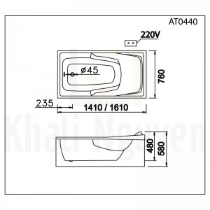 Bản vẽ kỹ thuật bồn tắm CAESAR AT0440