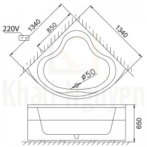 Bản vẽ kỹ thuật bồn tắm AT5133 Caesar