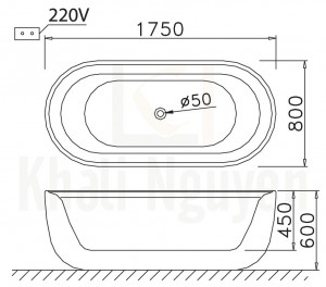 Bản vẽ kỹ thuật bồn tắm CAESAR AT0770