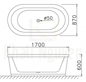 Bản vẽ kỹ thuật bồn tắm CAESAR AT6170