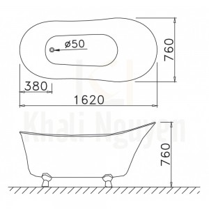 Bản vẽ kỹ thuật bồn tắm CAESAR KT1160