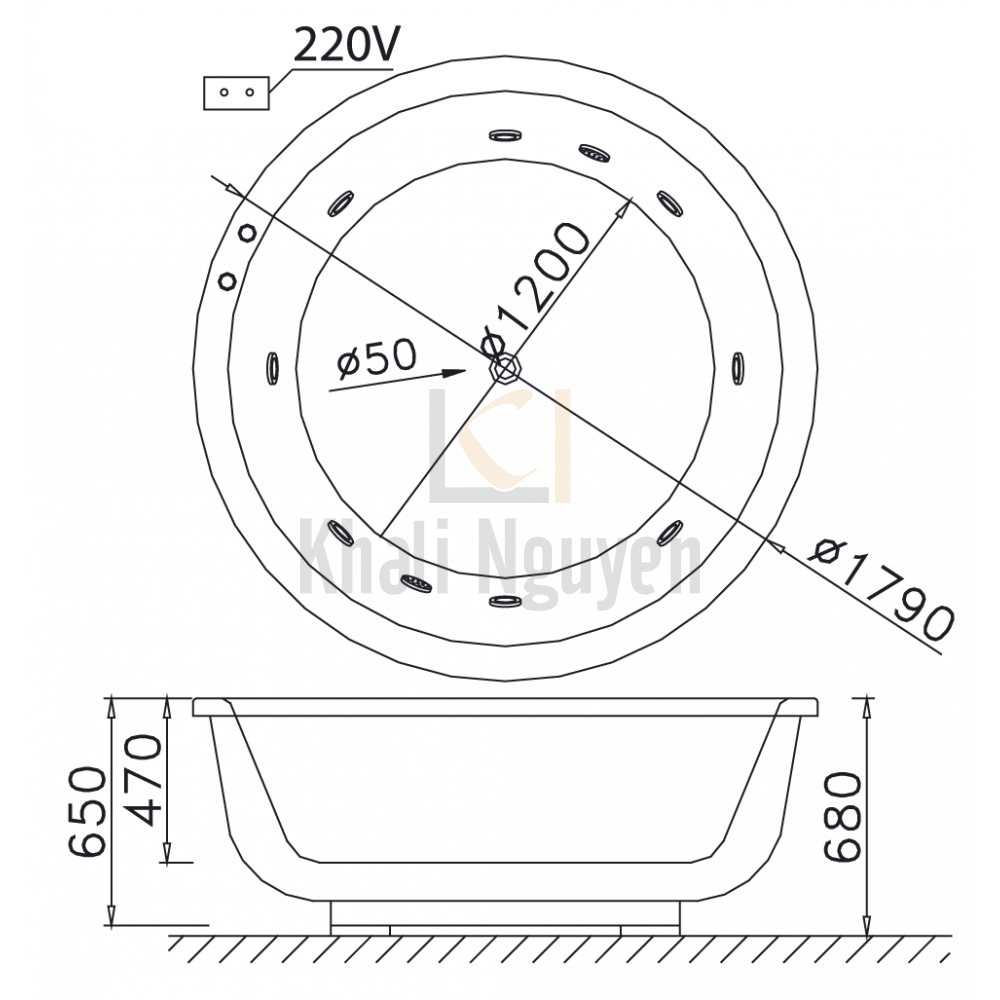 Bản vẽ kỹ thuật bồn tắm MT6470A