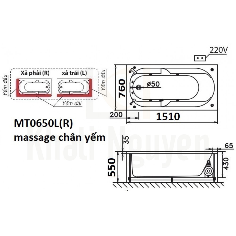 Bản vẽ kỹ thuật bồn tắm CAESAR MT0650L/R