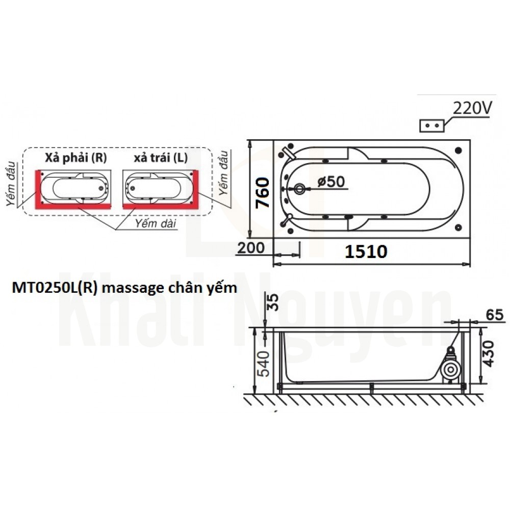 Bản vẽ kỹ thuật bồn tắm CAESAR MT0250L/R