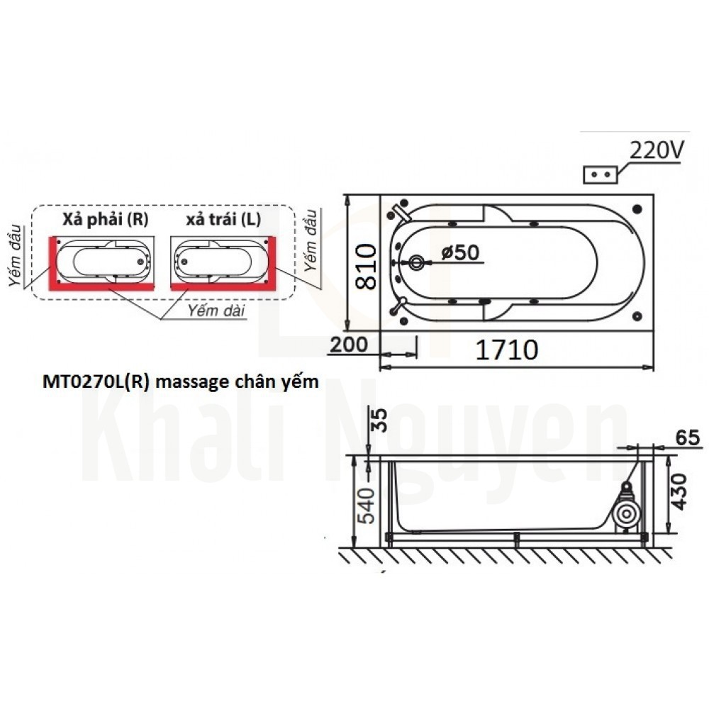 Bản vẽ kỹ thuật bồn tắm CAESAR MT0270L/R