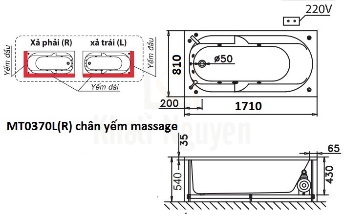 Bản vẽ kỹ thuật bồn tắm CAESAR MT0370L/R