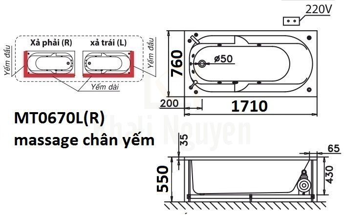 Bản vẽ kỹ thuật bồn tắm CAESAR MT0670L/R