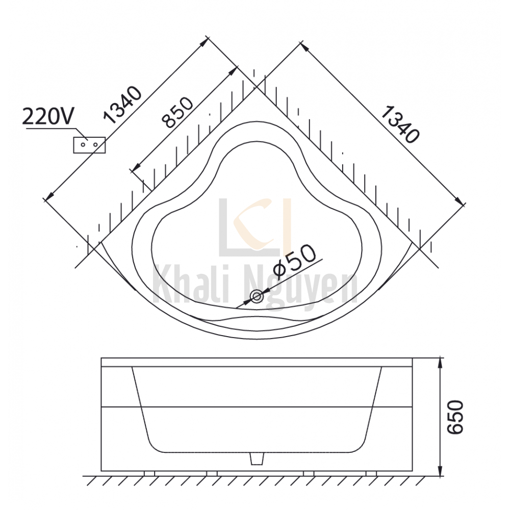 Bản vẽ kỹ thuật bồn tắm CAESAR MT5133